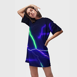 Футболка женская длинная Multicolored lightning, цвет: 3D-принт — фото 2