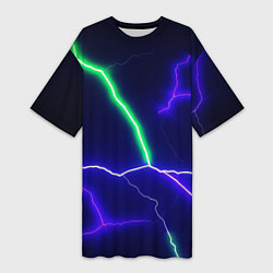 Футболка женская длинная Multicolored lightning, цвет: 3D-принт