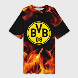 Футболка женская длинная Borussia огонь текстура, цвет: 3D-принт