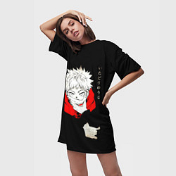 Футболка женская длинная Магическая битва Итадори двуликий, цвет: 3D-принт — фото 2