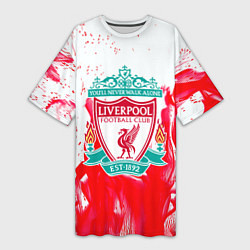 Женская длинная футболка Liverpool розовый огонь