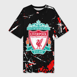 Футболка женская длинная Liverpool штрихи красок, цвет: 3D-принт