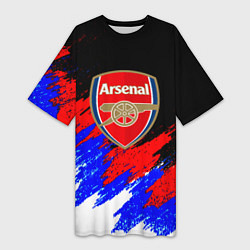 Футболка женская длинная Арсенал краски триколор, цвет: 3D-принт