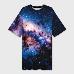 Футболка женская длинная Фантастический космос звёзды и туманности, цвет: 3D-принт