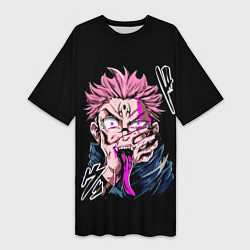 Женская длинная футболка Итадори с Сукуна на руке