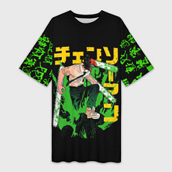 Женская длинная футболка Аниме Человек бензопила