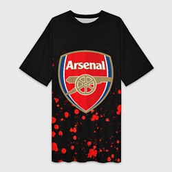 Футболка женская длинная Арсенал красные краски всплеск, цвет: 3D-принт