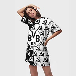 Футболка женская длинная Borussia паттерн ссср, цвет: 3D-принт — фото 2