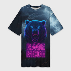 Женская длинная футболка Rage mode злой медведь