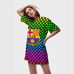 Футболка женская длинная Barcelona gradient neon, цвет: 3D-принт — фото 2