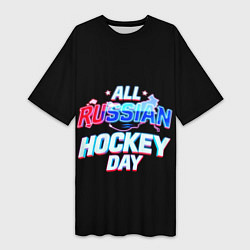 Футболка женская длинная Hockey day, цвет: 3D-принт