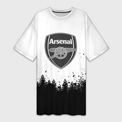 Футболка женская длинная Arsenal черный лес, цвет: 3D-принт