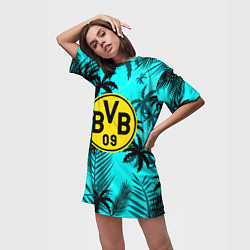 Футболка женская длинная Borussia неоновые тропики гта, цвет: 3D-принт — фото 2