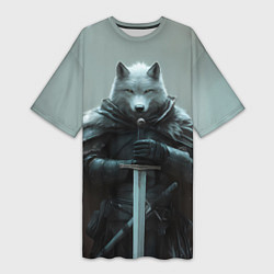 Футболка женская длинная Волк и меч, цвет: 3D-принт