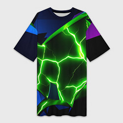 Женская длинная футболка Neon green glow