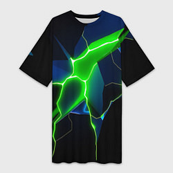 Женская длинная футболка Neon green glow