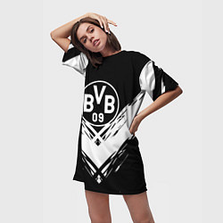 Футболка женская длинная Borussia белые краски линии, цвет: 3D-принт — фото 2