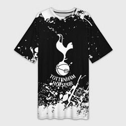 Футболка женская длинная Тоттенхэм Хотспур белые краски, цвет: 3D-принт
