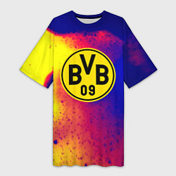 Женская длинная футболка Borussia космические краски