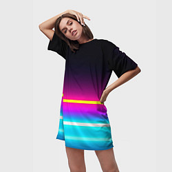 Футболка женская длинная Beach shorts, цвет: 3D-принт — фото 2