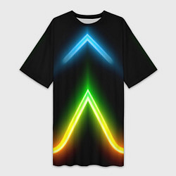 Женская длинная футболка Neon multicolored lines
