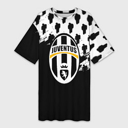 Футболка женская длинная Juventus logo краски, цвет: 3D-принт