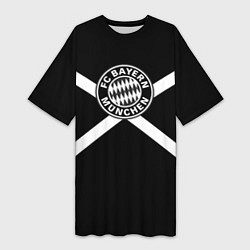 Футболка женская длинная Бавария Мюнхен полосы, цвет: 3D-принт