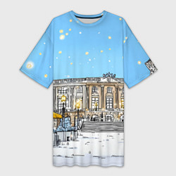 Футболка женская длинная Новогодний день в Москве, цвет: 3D-принт