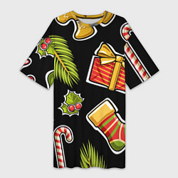 Женская длинная футболка Рождественский вайб