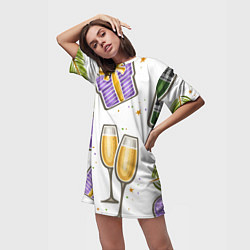 Футболка женская длинная Новогодний вайб, цвет: 3D-принт — фото 2