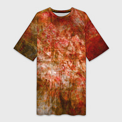 Футболка женская длинная Абстракция - bright red, цвет: 3D-принт