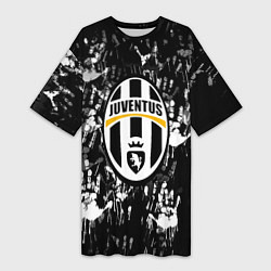 Футболка женская длинная Ювентус текстура руки краски, цвет: 3D-принт
