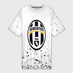 Футболка женская длинная Juventus краски текстура всплеск, цвет: 3D-принт