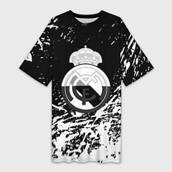 Футболка женская длинная Реал Мадрид краски текстура, цвет: 3D-принт