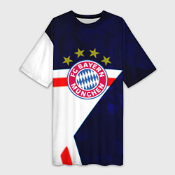 Футболка женская длинная Бавария звезды геометрия, цвет: 3D-принт