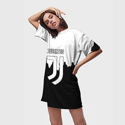 Футболка женская длинная Ювентус команды, цвет: 3D-принт — фото 2