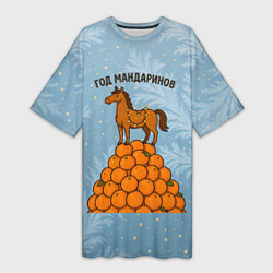 Женская длинная футболка Год мандаринов 2026