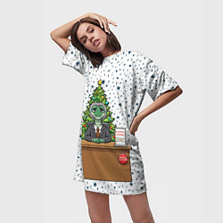 Футболка женская длинная Я устал я ухожу - новогодний мем 2026, цвет: 3D-принт — фото 2