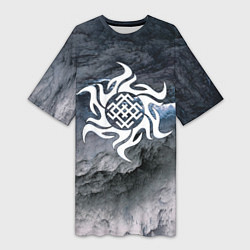 Женская длинная футболка Славянский символ оберег белобог