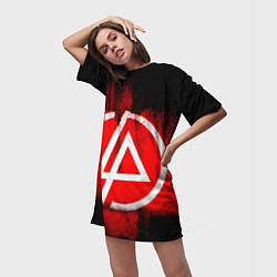 Футболка женская длинная Linkin Park: Red style, цвет: 3D-принт — фото 2