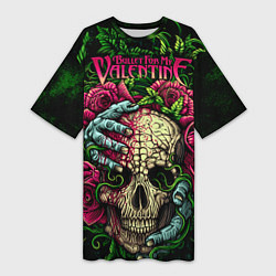 Футболка женская длинная BFMV: Roses Skull, цвет: 3D-принт