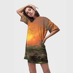 Футболка женская длинная Айвазовский - 9 Вал, цвет: 3D-принт — фото 2