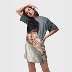Футболка женская длинная Lee Min Ho, цвет: 3D-принт — фото 2