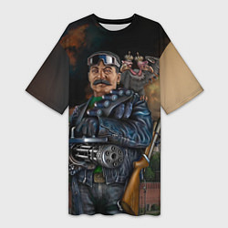 Женская длинная футболка Сталин военный