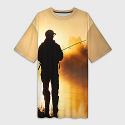 Женская длинная футболка Вечерний рыбак