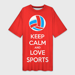 Футболка женская длинная Keep Calm & Love Volleyball, цвет: 3D-принт