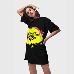 Футболка женская длинная Супердискотека 90х, цвет: 3D-принт — фото 2