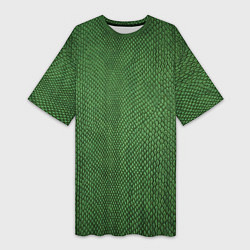 Женская длинная футболка Змеиная зеленая кожа