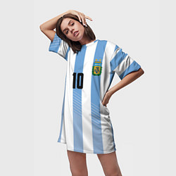 Футболка женская длинная Месси - сборная Аргентины, цвет: 3D-принт — фото 2