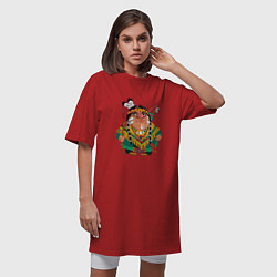 Футболка женская-платье Забавные Индейцы 10, цвет: красный — фото 2